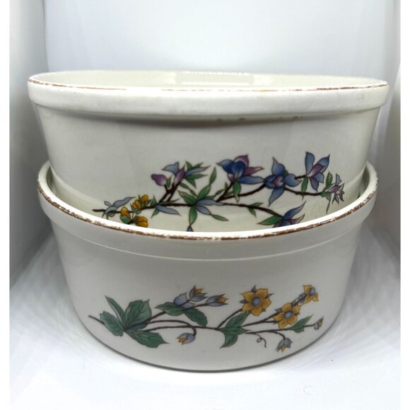 2 Vintage Woodwill Fine Floral Bakeware Bowls - Picture 2 of 14